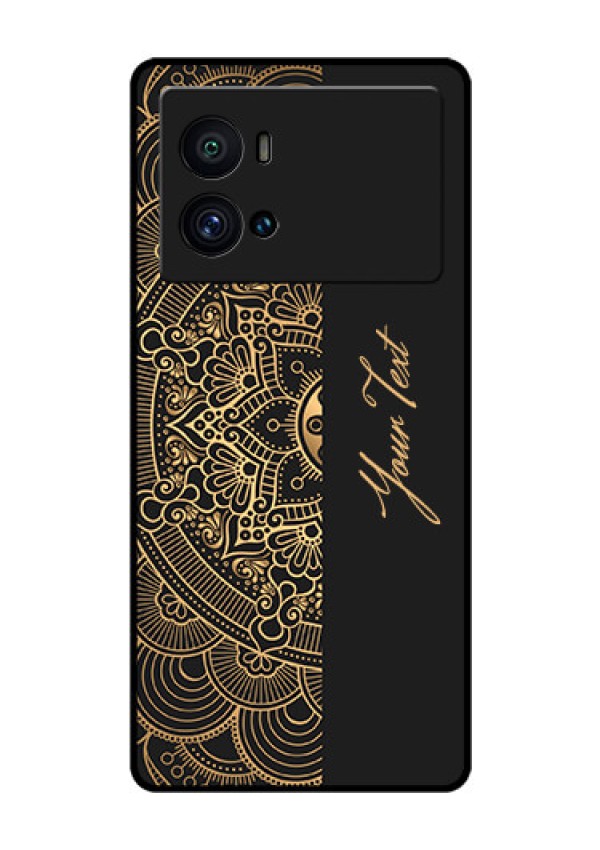 iQOO 9 Pro 5G Photo Printing on Glass Case - Mandala art with custom text Design