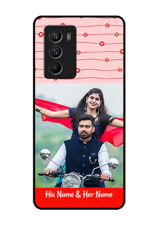 iQOO 9 SE 5G Personalized Glass Phone Case - Red Pattern Case Design