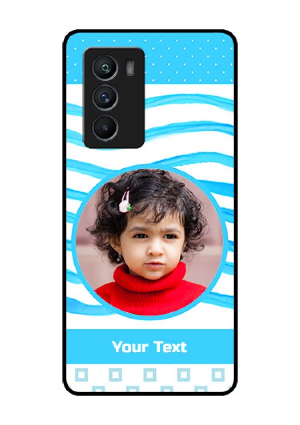 iQOO 9 SE 5G Custom Glass Phone Case - Simple Blue Case Design