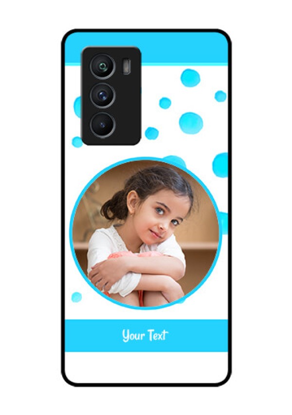 iQOO 9 SE 5G Photo Printing on Glass Case - Blue Bubbles Pattern Design