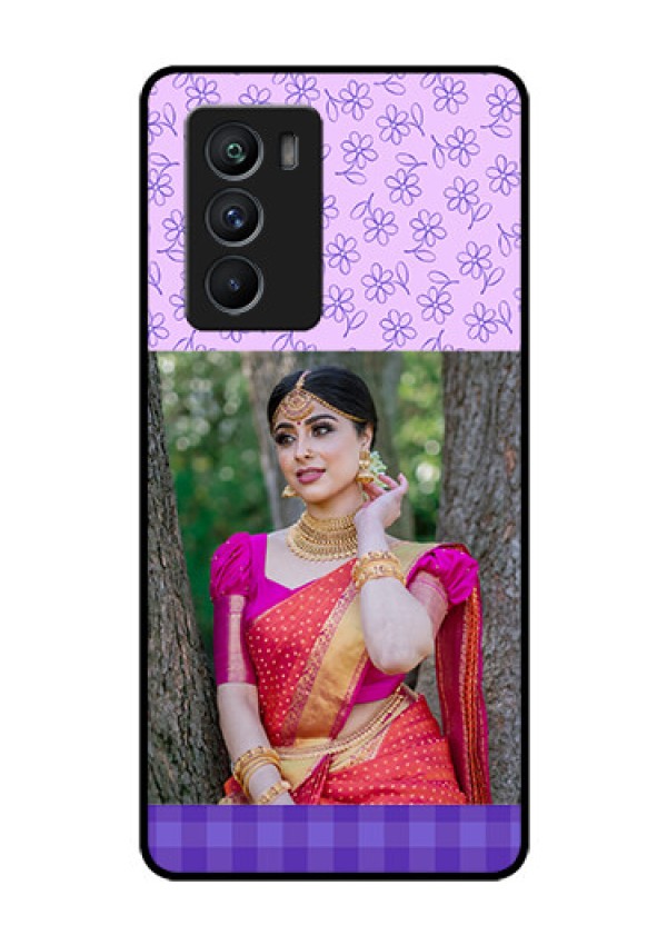 iQOO 9 SE 5G Custom Glass Phone Case - Purple Floral Design