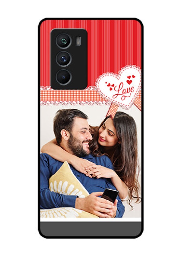 iQOO 9 SE 5G Custom Glass Mobile Case - Red Love Pattern Design