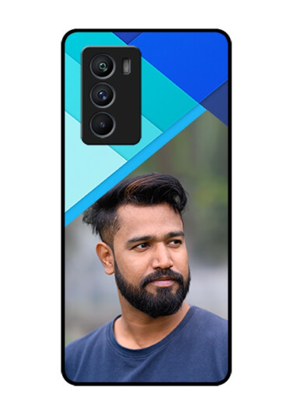 iQOO 9 SE 5G Custom Glass Phone Case - Blue Pattern Design
