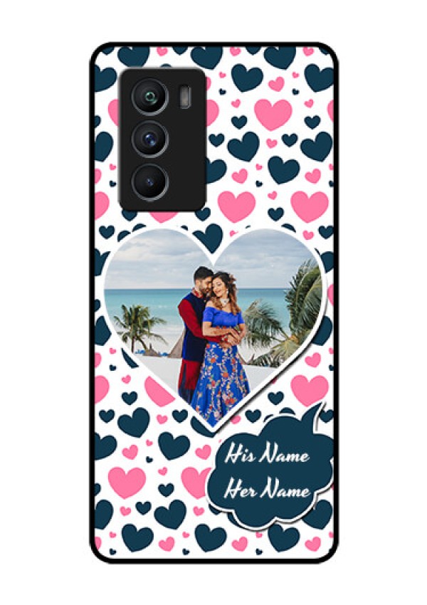 iQOO 9 SE 5G Custom Glass Phone Case - Pink & Blue Heart Design