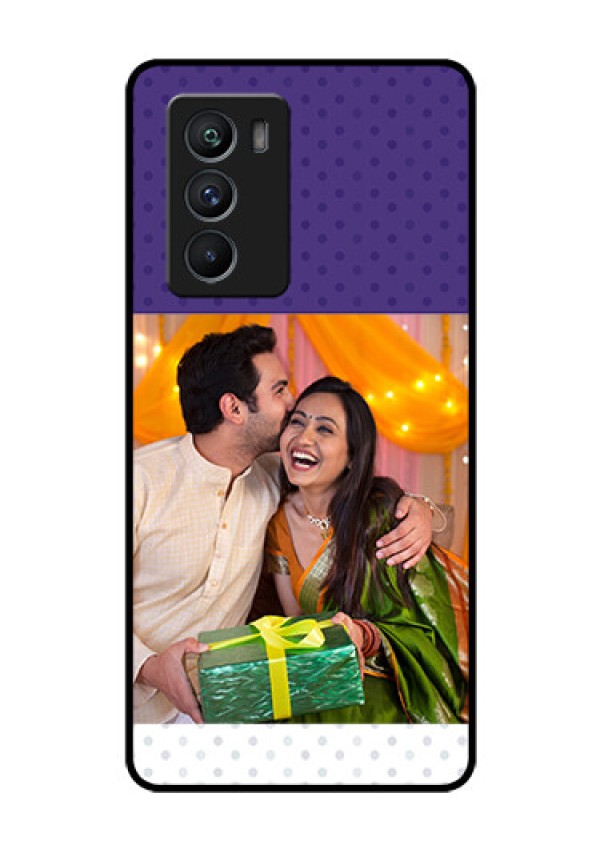 iQOO 9 SE 5G Personalized Glass Phone Case - Violet Pattern Design