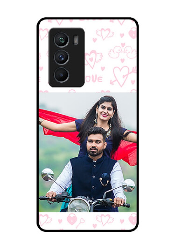iQOO 9 SE 5G Custom Glass Mobile Case - Pink Flying Heart Design