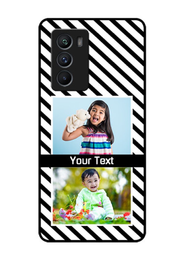 iQOO 9 SE 5G Photo Printing on Glass Case - Black And White Stripes Design