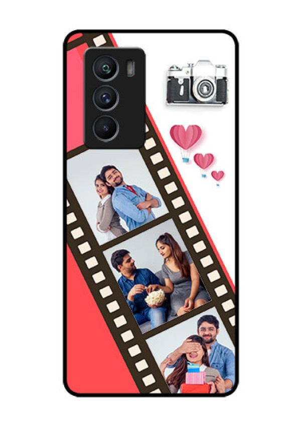 iQOO 9 SE 5G Personalized Glass Phone Case - 3 Image Holder with Film Reel