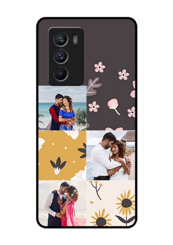 iQOO 9 SE 5G Photo Printing on Glass Case - 3 Images with Floral Design