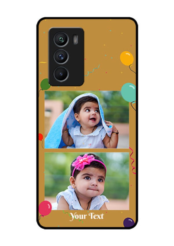 iQOO 9 SE 5G Personalized Glass Phone Case - Image Holder with Birthday Celebrations Design