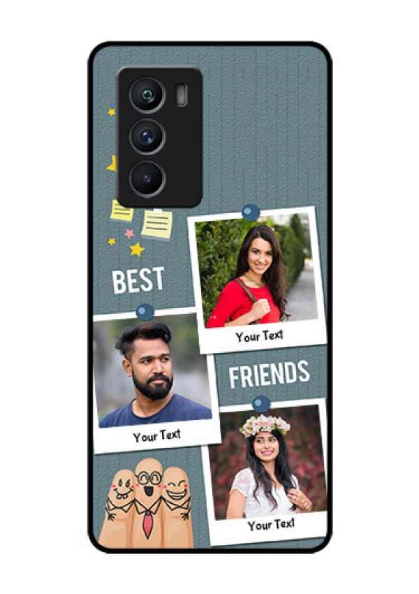 iQOO 9 SE 5G Personalized Glass Phone Case - Sticky Frames and Friendship Design