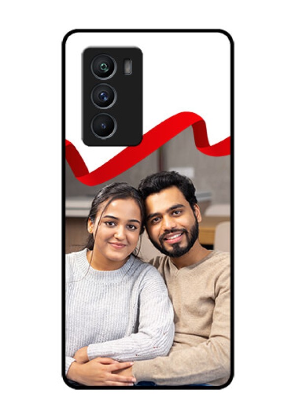 iQOO 9 SE 5G Photo Printing on Glass Case - Red Ribbon Frame Design