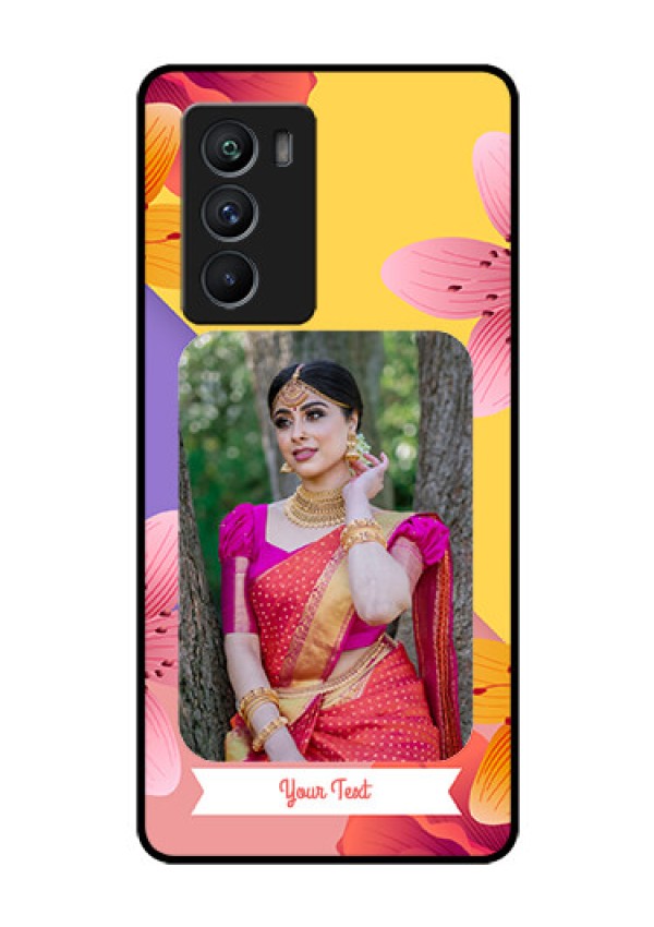 iQOO 9 SE 5G Custom Glass Mobile Case - 3 Image With Vintage Floral Design