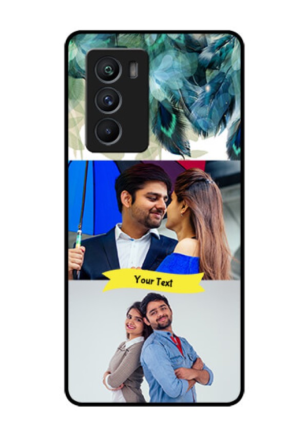 iQOO 9 SE 5G Personalized Glass Phone Case - Image with Boho Peacock Feather Design