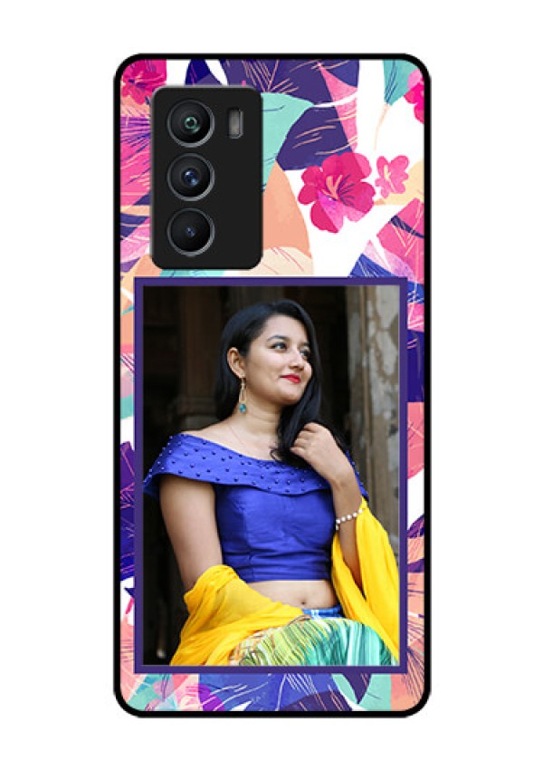 iQOO 9 SE 5G Custom Glass Mobile Case - Abstract Floral Design