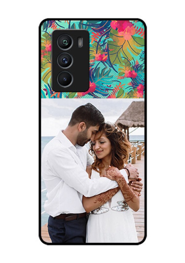 iQOO 9 SE 5G Photo Printing on Glass Case - Watercolor Floral Design