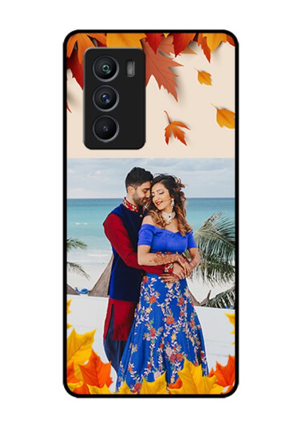 iQOO 9 SE 5G Photo Printing on Glass Case - Autumn Maple Leaves Design
