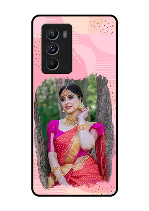 iQOO 9 SE 5G Personalized Glass Phone Case - Gold Glitter Splash Design