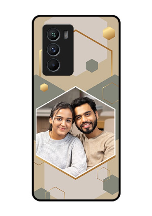 iQOO 9 SE 5G Photo Printing on Glass Case - Stylish Hexagon Pattern Design