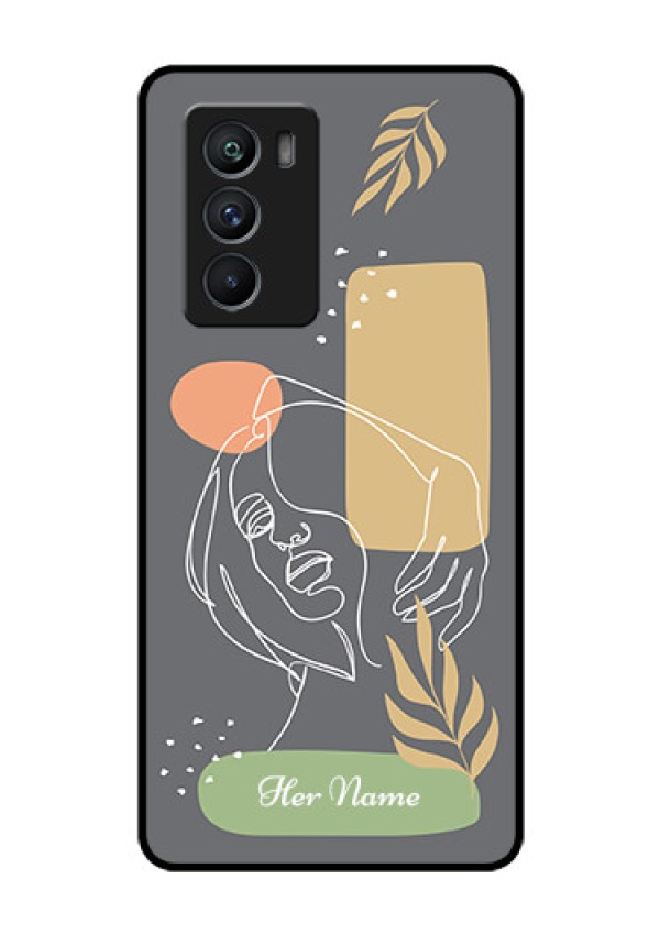 iQOO 9 SE 5G Custom Glass Phone Case - Gazing Woman line art Design