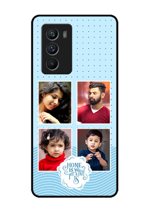 iQOO 9 SE 5G Custom Glass Phone Case - Cute love quote with 4 pic upload Design