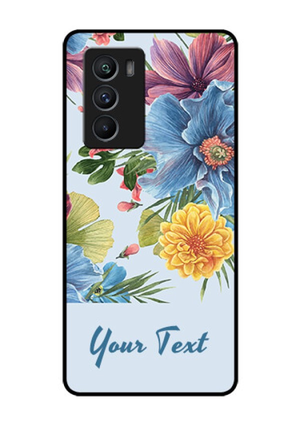iQOO 9 SE 5G Custom Glass Mobile Case - Stunning Watercolored Flowers Painting Design
