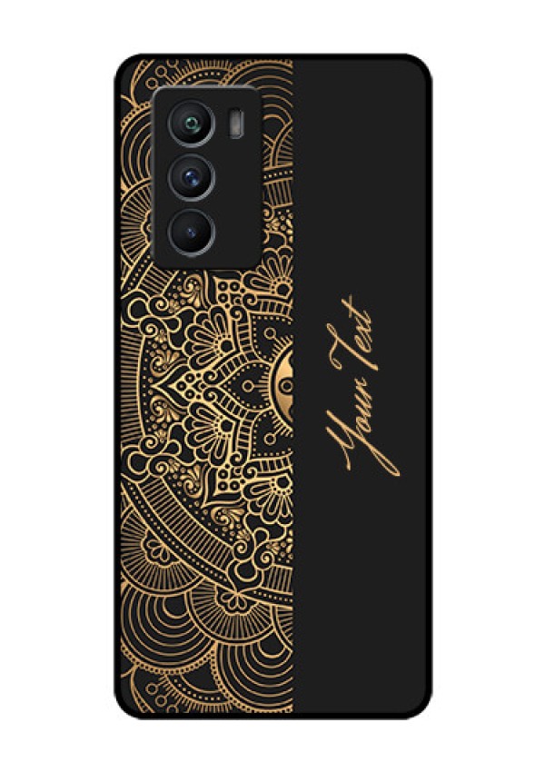 iQOO 9 SE 5G Photo Printing on Glass Case - Mandala art with custom text Design