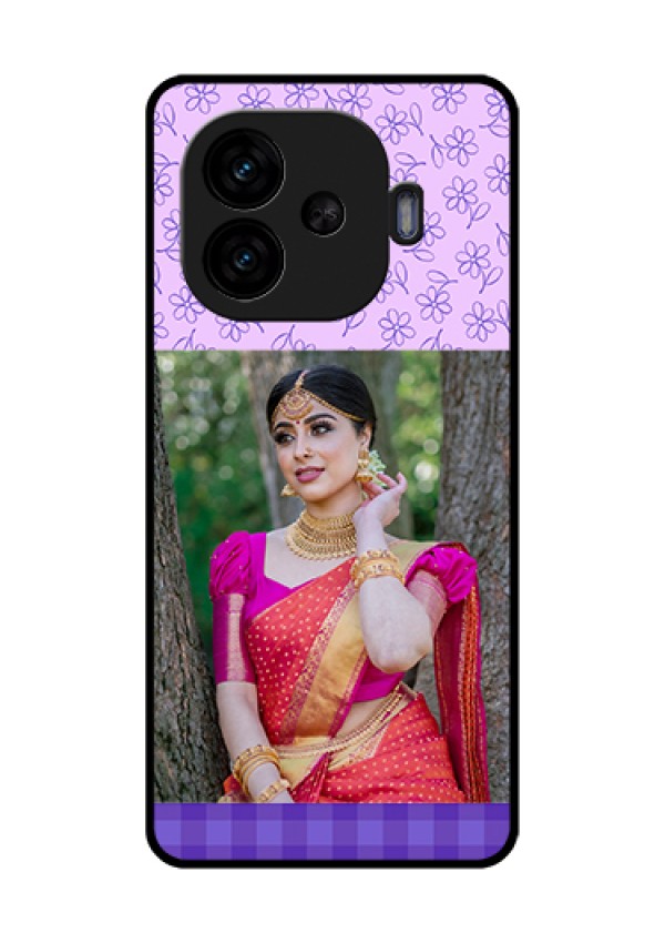 iQOO Neo 10R 5G Custom Glass Phone Case - Purple Floral Design