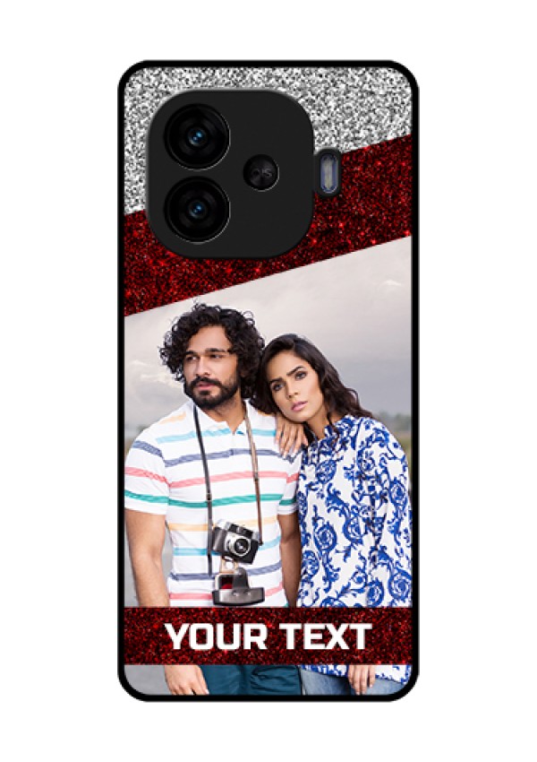 iQOO Neo 10R 5G Custom Glass Phone Case - Image Holder With Glitter Strip Design