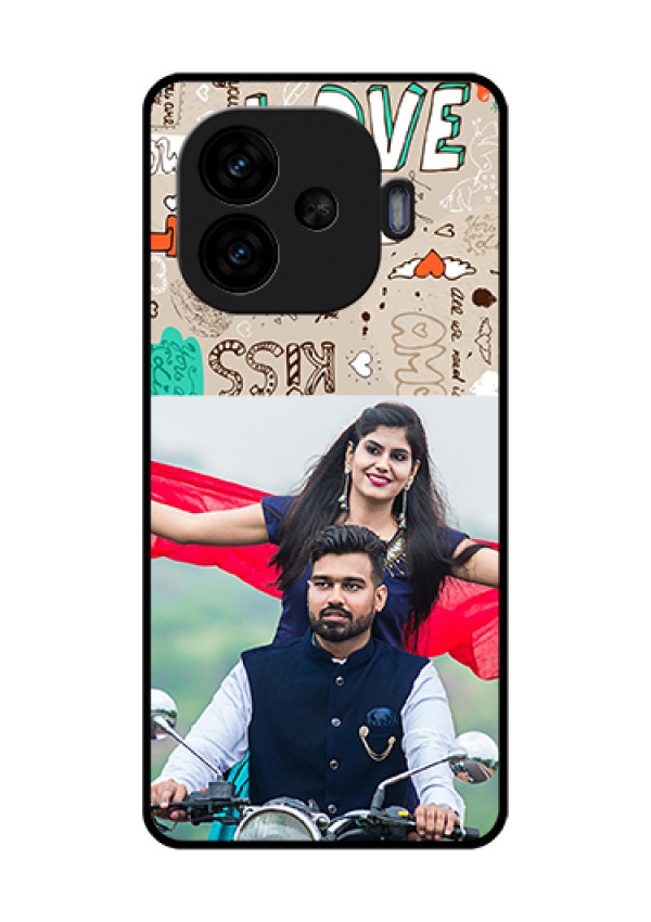 iQOO Neo 10R 5G Custom Glass Phone Case - Love Doodle Pattern