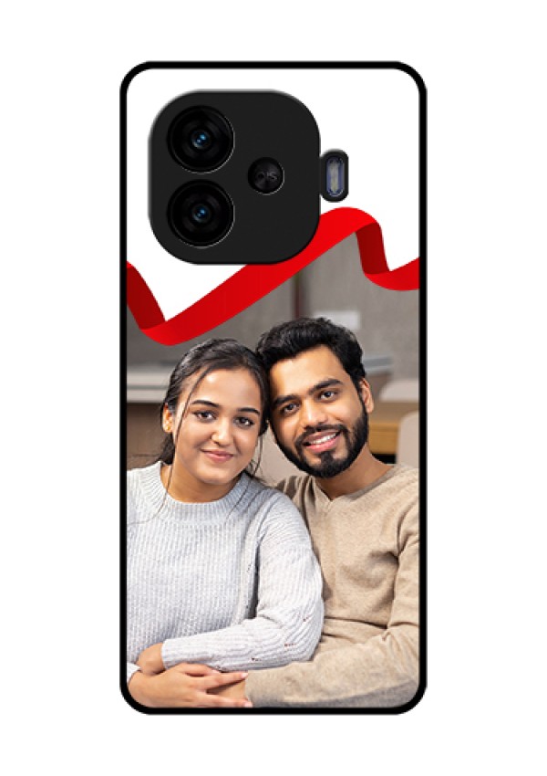 iQOO Neo 10R 5G Custom Glass Phone Case - Red Ribbon Frame Design