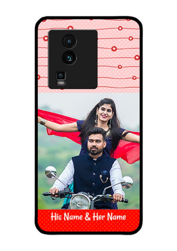 iQOO Neo 7 5G Personalized Glass Phone Case - Red Pattern Case Design