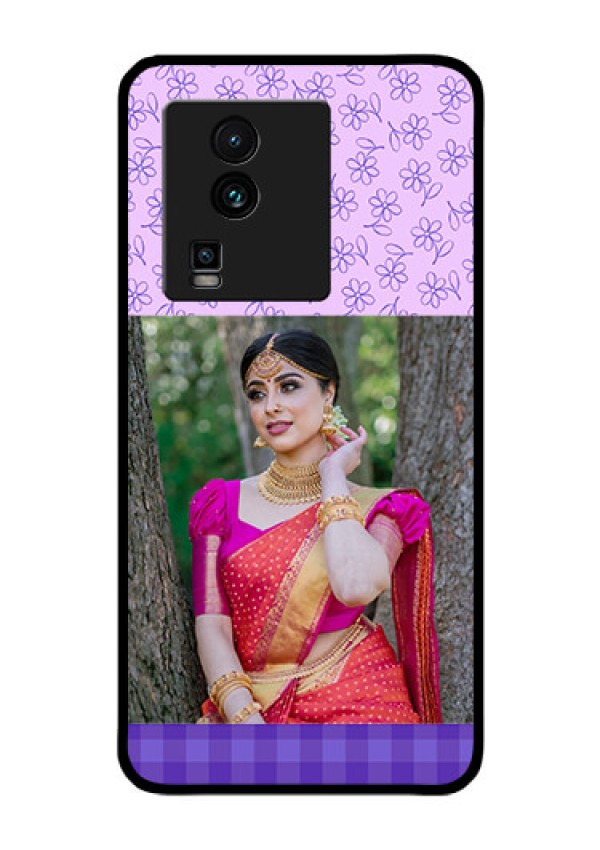 iQOO Neo 7 5G Custom Glass Phone Case - Purple Floral Design