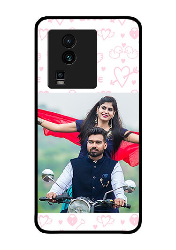 iQOO Neo 7 5G Custom Glass Mobile Case - Pink Flying Heart Design