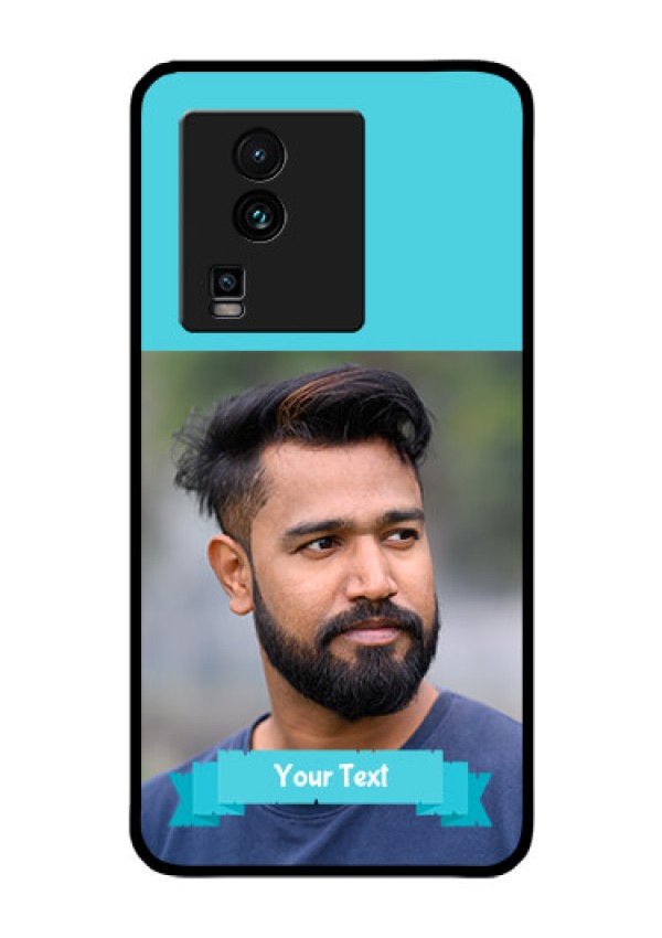 iQOO Neo 7 5G Personalized Glass Phone Case - Simple Blue Color Design