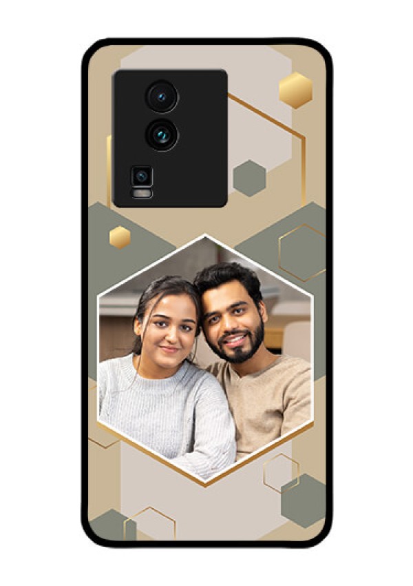 iQOO Neo 7 5G Photo Printing on Glass Case - Stylish Hexagon Pattern Design