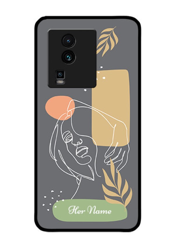 iQOO Neo 7 5G Custom Glass Phone Case - Gazing Woman line art Design