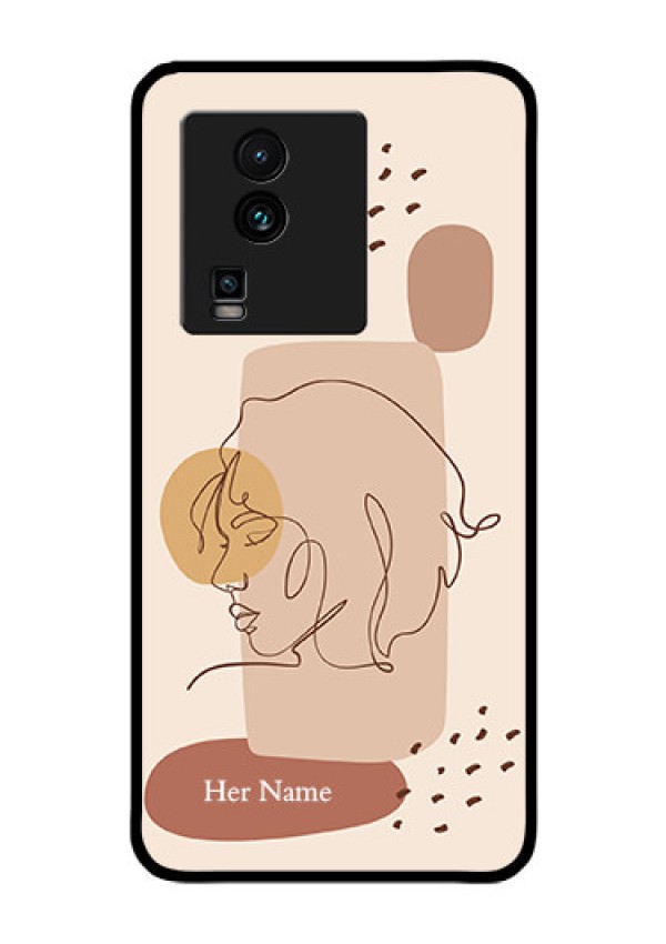 iQOO Neo 7 5G Photo Printing on Glass Case - Calm Woman line art Design