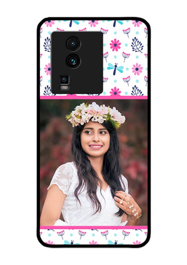iQOO Neo 7 Pro 5G Photo Printing on Glass Case - Colorful Flower Design