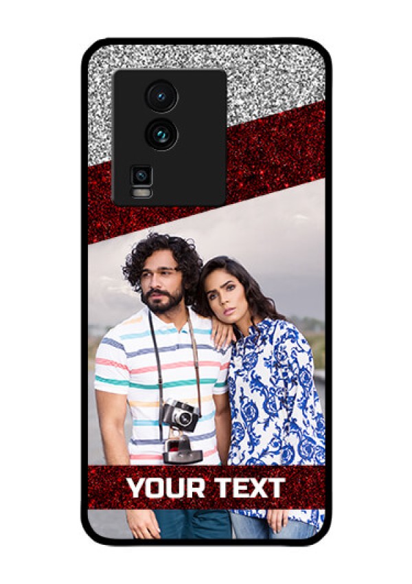 iQOO Neo 7 Pro 5G Personalized Glass Phone Case - Image Holder with Glitter Strip Design