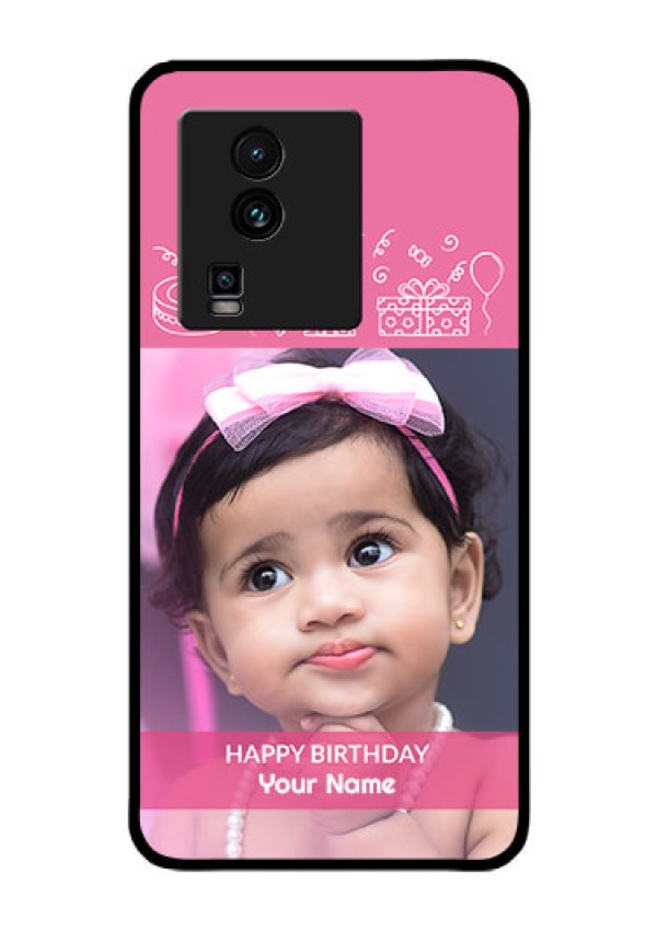 iQOO Neo 7 Pro 5G Photo Printing on Glass Case - with Birthday Line Art Design