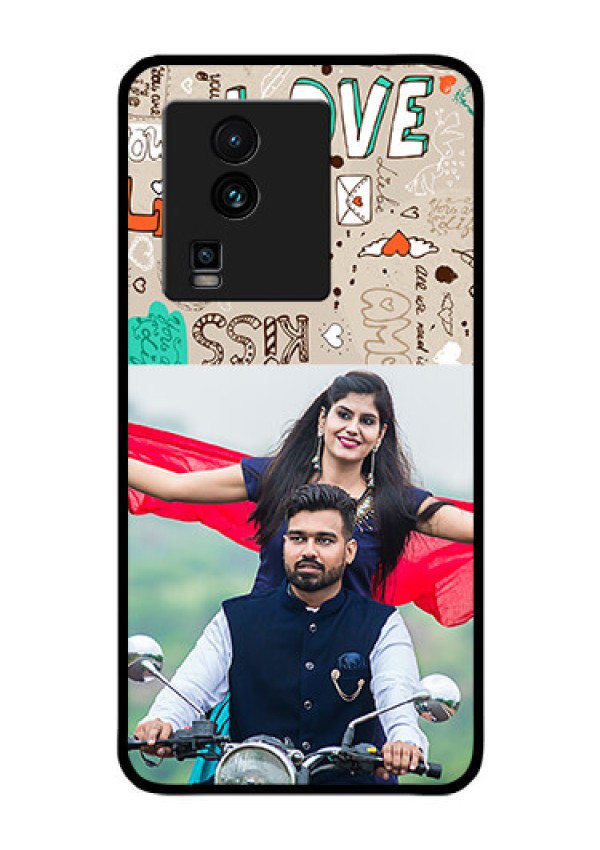 iQOO Neo 7 Pro 5G Custom Glass Phone Case - Love Doodle Pattern