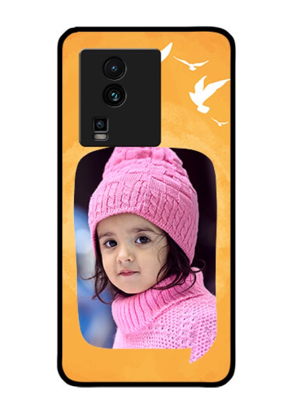 iQOO Neo 7 Pro 5G Personalized Glass Phone Case - Water Color Design with Bird Icons