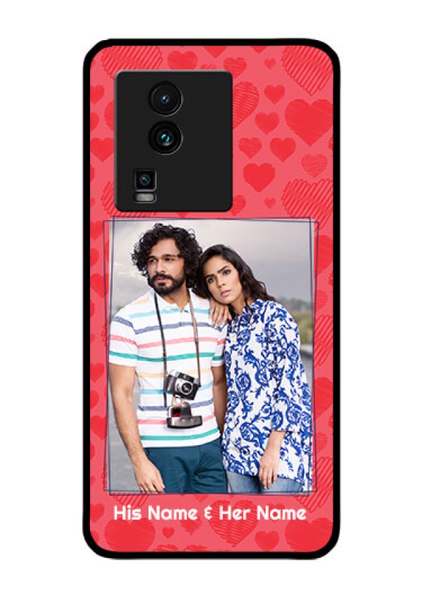 iQOO Neo 7 Pro 5G Photo Printing on Glass Case - with Red Heart Symbols Design