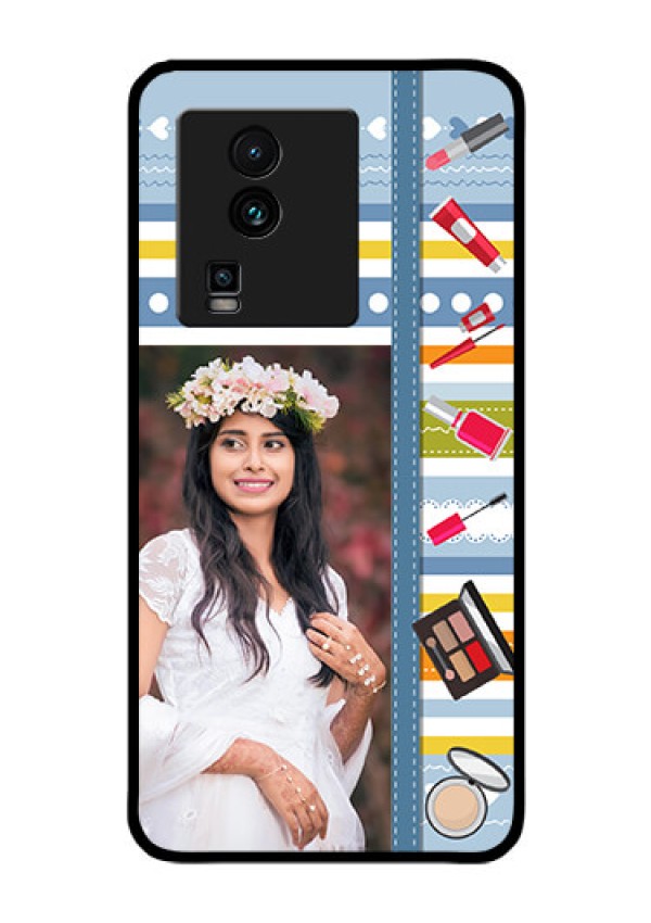 iQOO Neo 7 Pro 5G Personalized Glass Phone Case - Makeup Icons Design