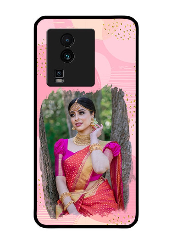 iQOO Neo 7 Pro 5G Personalized Glass Phone Case - Gold Glitter Splash Design