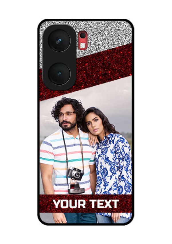 iQOO Neo 9 Pro 5G Custom Glass Phone Case - Image Holder With Glitter Strip Design