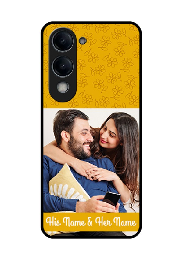 iQOO Z10 Lite Custom Glass Phone Case - Yellow Floral Design