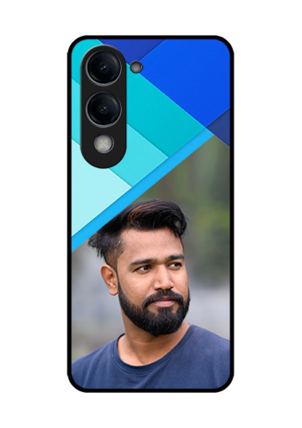 iQOO Z10 Lite Custom Glass Phone Case - Blue Pattern Design