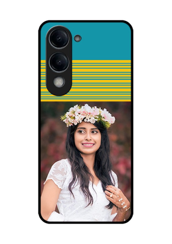iQOO Z10 Lite Custom Glass Phone Case - Yellow & Blue Design